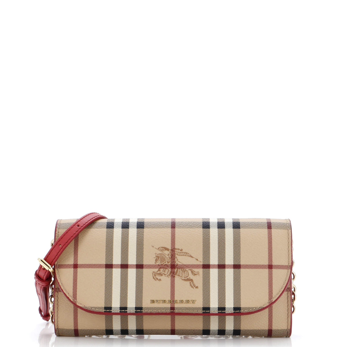 Burberry Henley Wallet on Chain Haymarket Coated Canvas