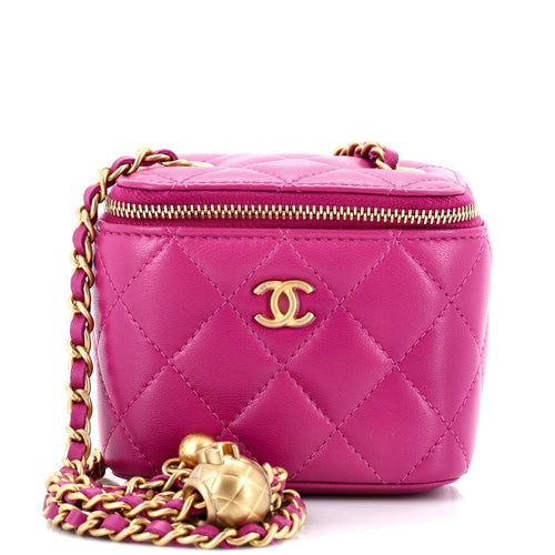 CHANEL Pearl Crush Vanity Case with Chain Quilted Lambskin Mini