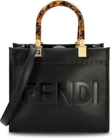 Fendi Women's Raffia/canvas Sunshine Tote Bag in Black | Size UNICA | 8BH394ABVL