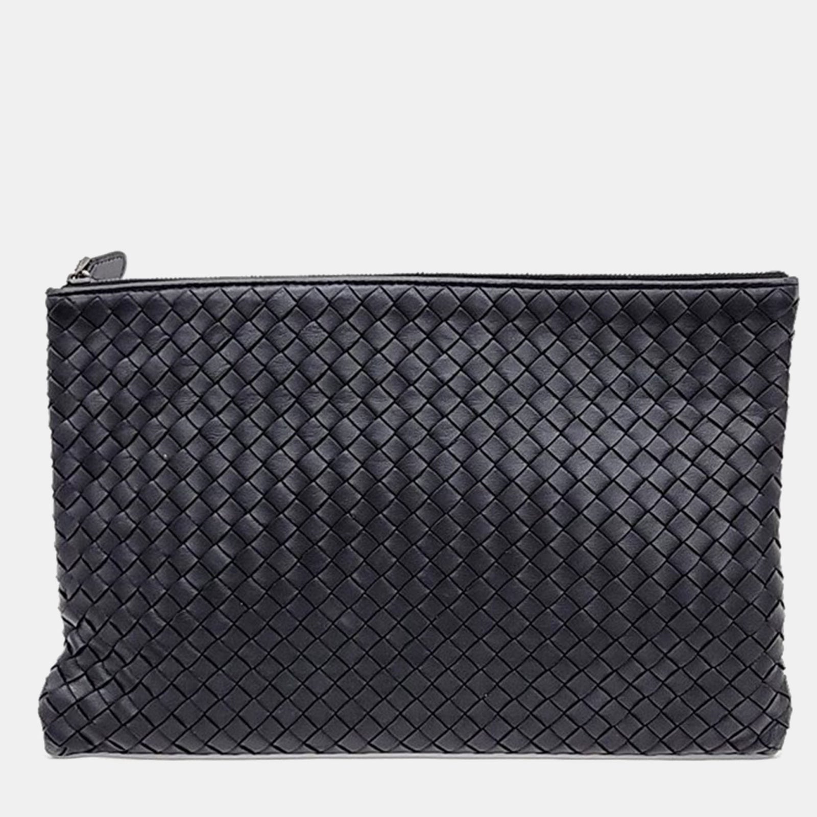 Bottega Veneta Black Leather Mesh Clutch Bag