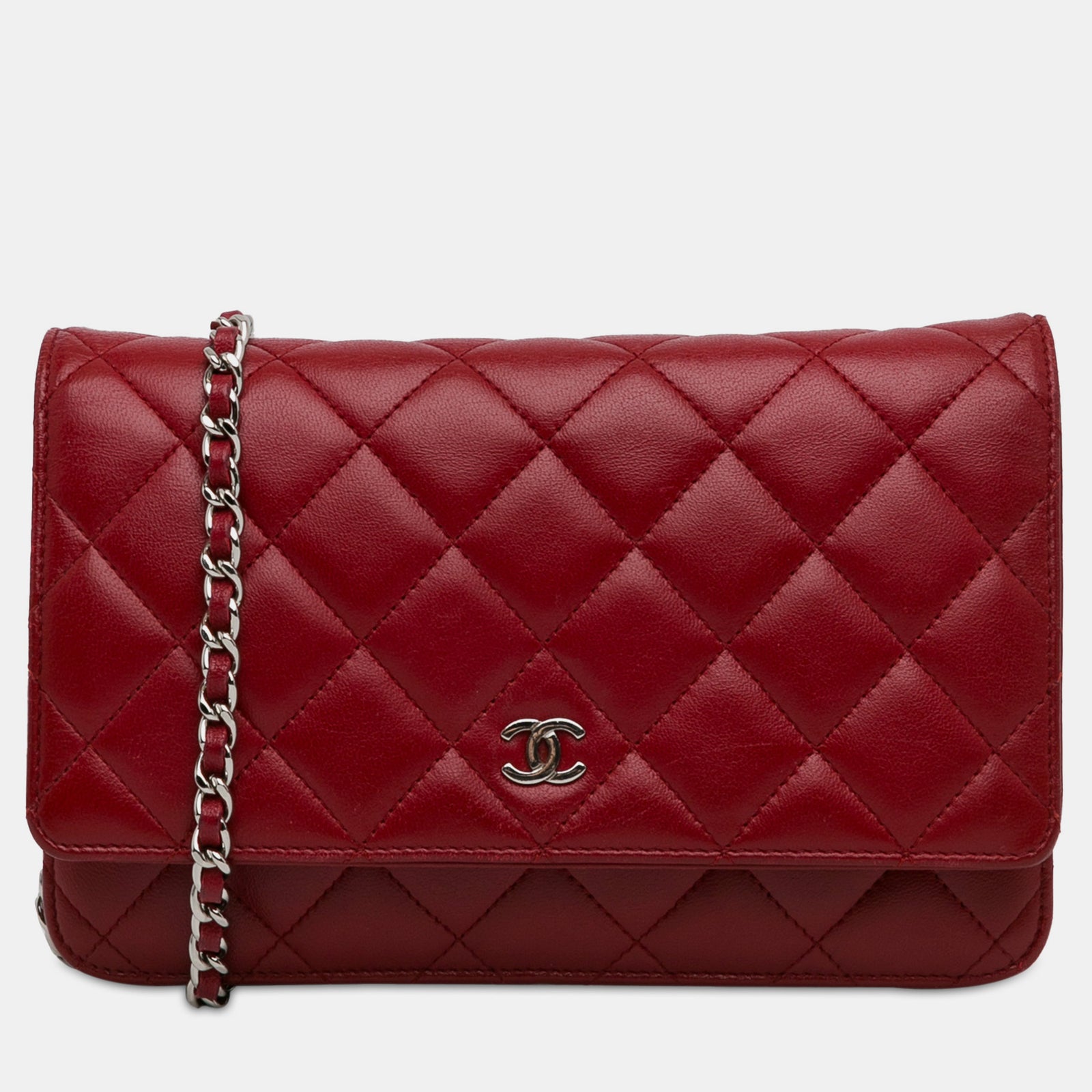 Chanel Portefeuille classique en cuir d'agneau avec chaîne