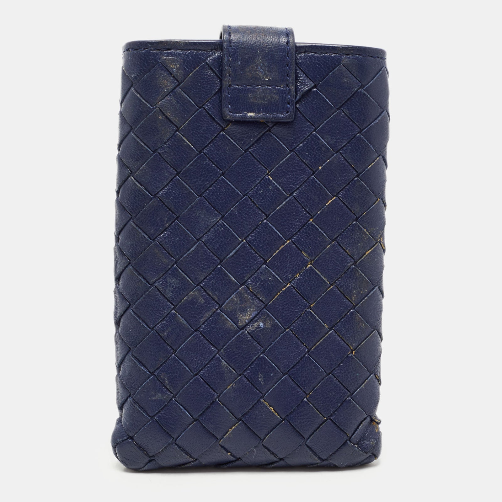 Bottega Veneta Dark Blue Intrecciato Leather Phone Case