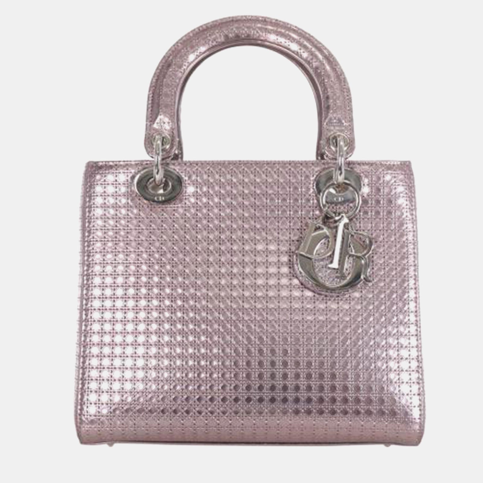 Dior Mittelgroße Tote Bag aus Microcannage-Leder in Metallic-Optik für Damen