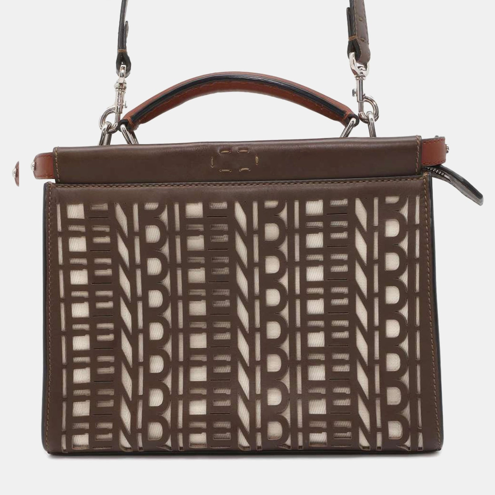 Fendi Brown Leather Peekaboo Fit Mini Bag