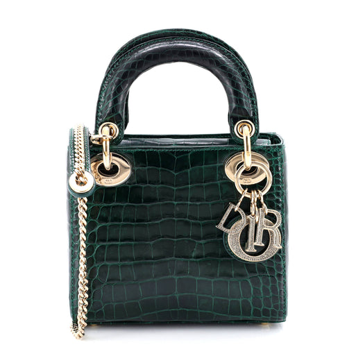 Lady Dior Chain Bag Alligator with Crystal Charms Mini