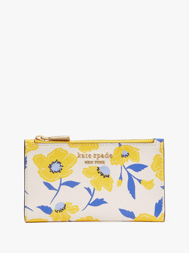 Kate Spade Au Morgan Sunshine Floral Printed PVC Small Slim Bifold Wallet