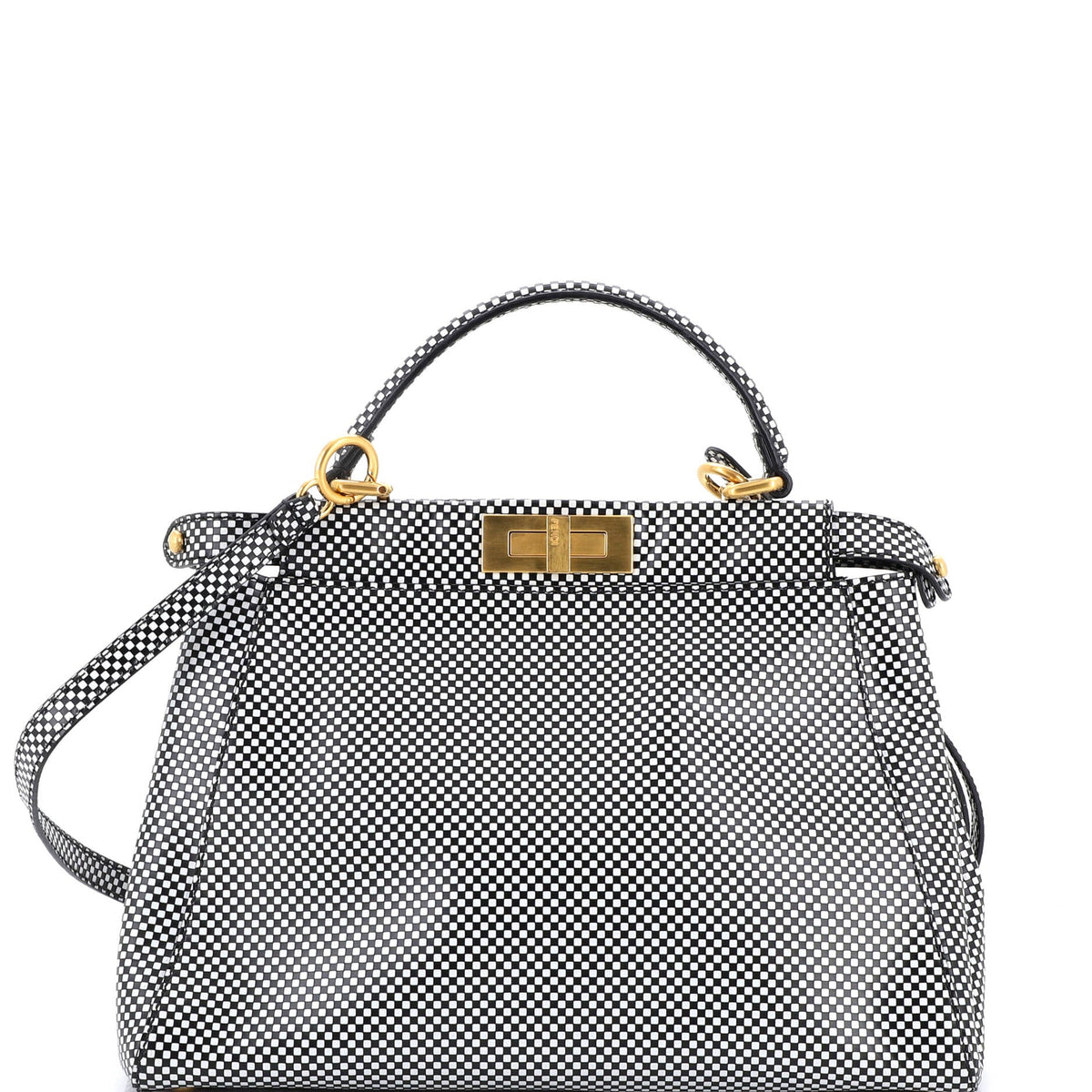 Fendi FENDI Peekaboo Bag Check Print Leather Regular