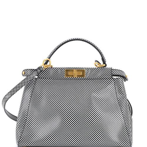 FENDI Peekaboo Bag Check Print Leather Regular