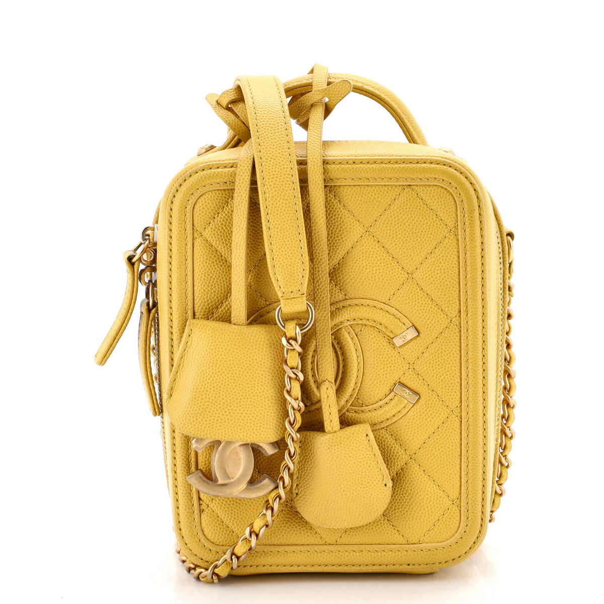 Chanel CHANEL Filigree Vertical Vanity Case Quilted Caviar