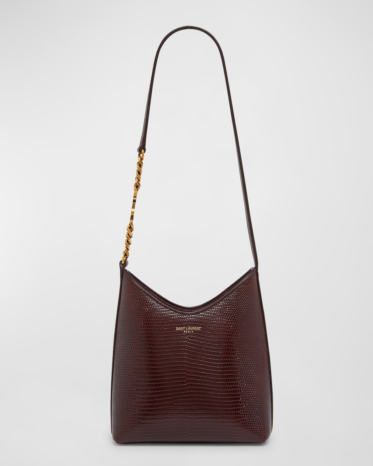 Boss Mini Shoulder Bag in Shiny Lizard-Embossed Leather