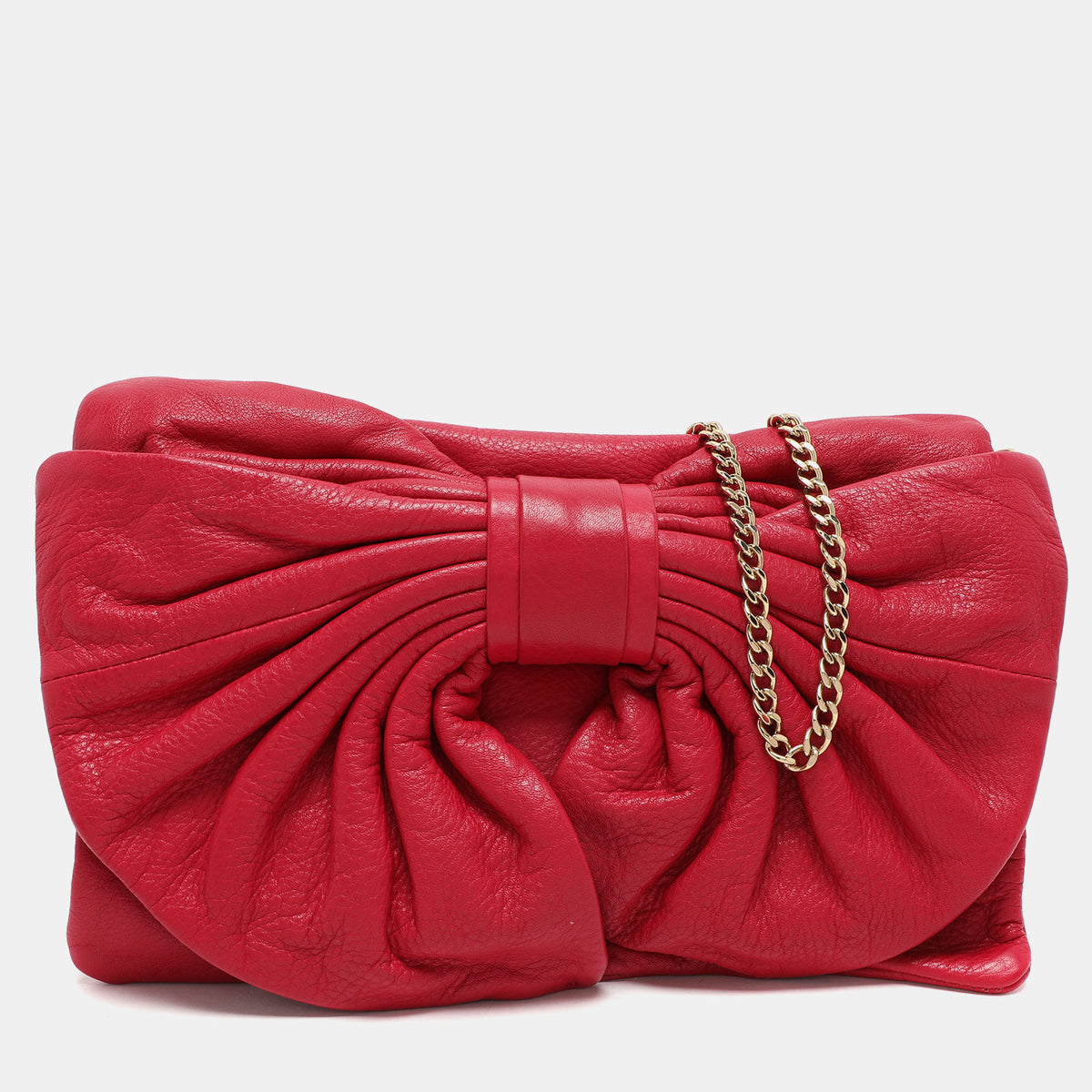 Red Valentino Red Leather Bow Flap Shoulder Bag