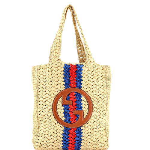 GUCCI Blondie NM Open Tote Raffia Small