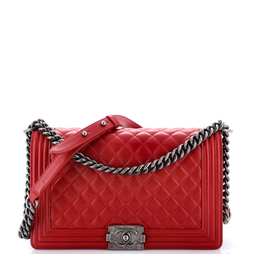 CHANEL Boy Flap Bag Quilted Calfskin New Medium