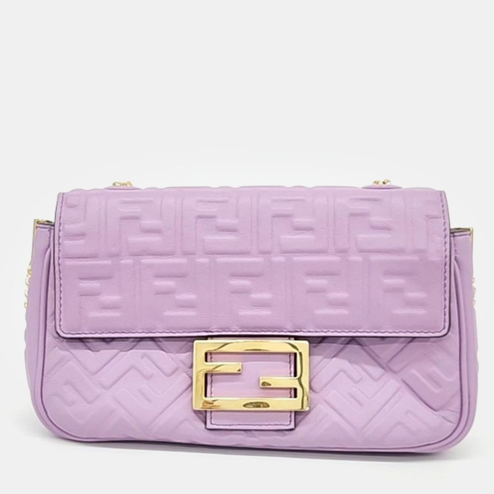 Fendi Purple Leather Baguette Shoulder Bag