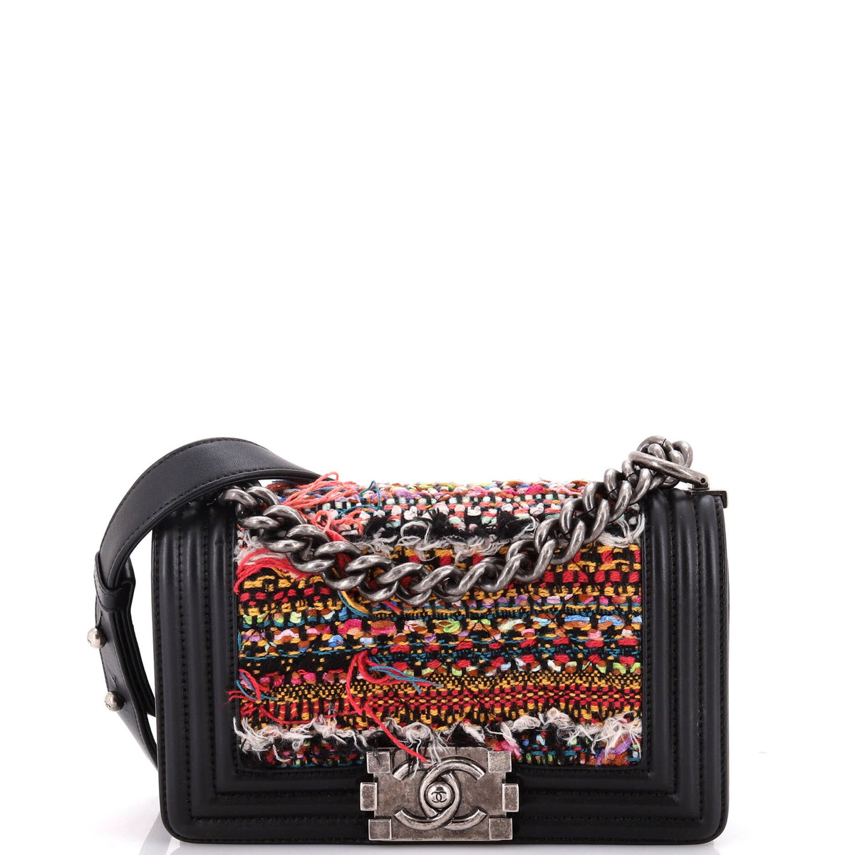 Chanel CHANEL Boy Flap Bag Quilted Tweed Small