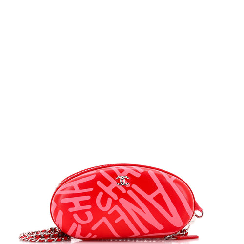 CHANEL Coco Neige Zip Around Sunglasses Case with Chain Printed Leather
