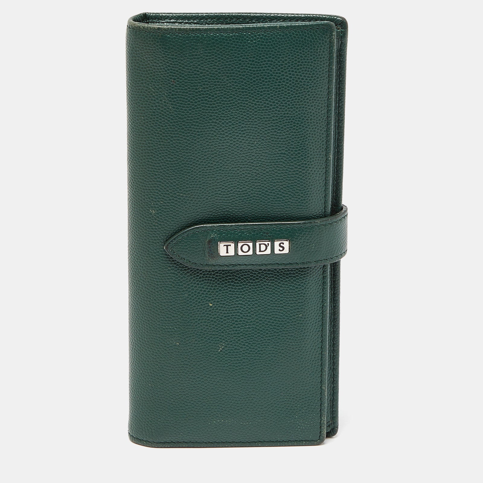 Tod's Green Leather Continental Flap Wallet