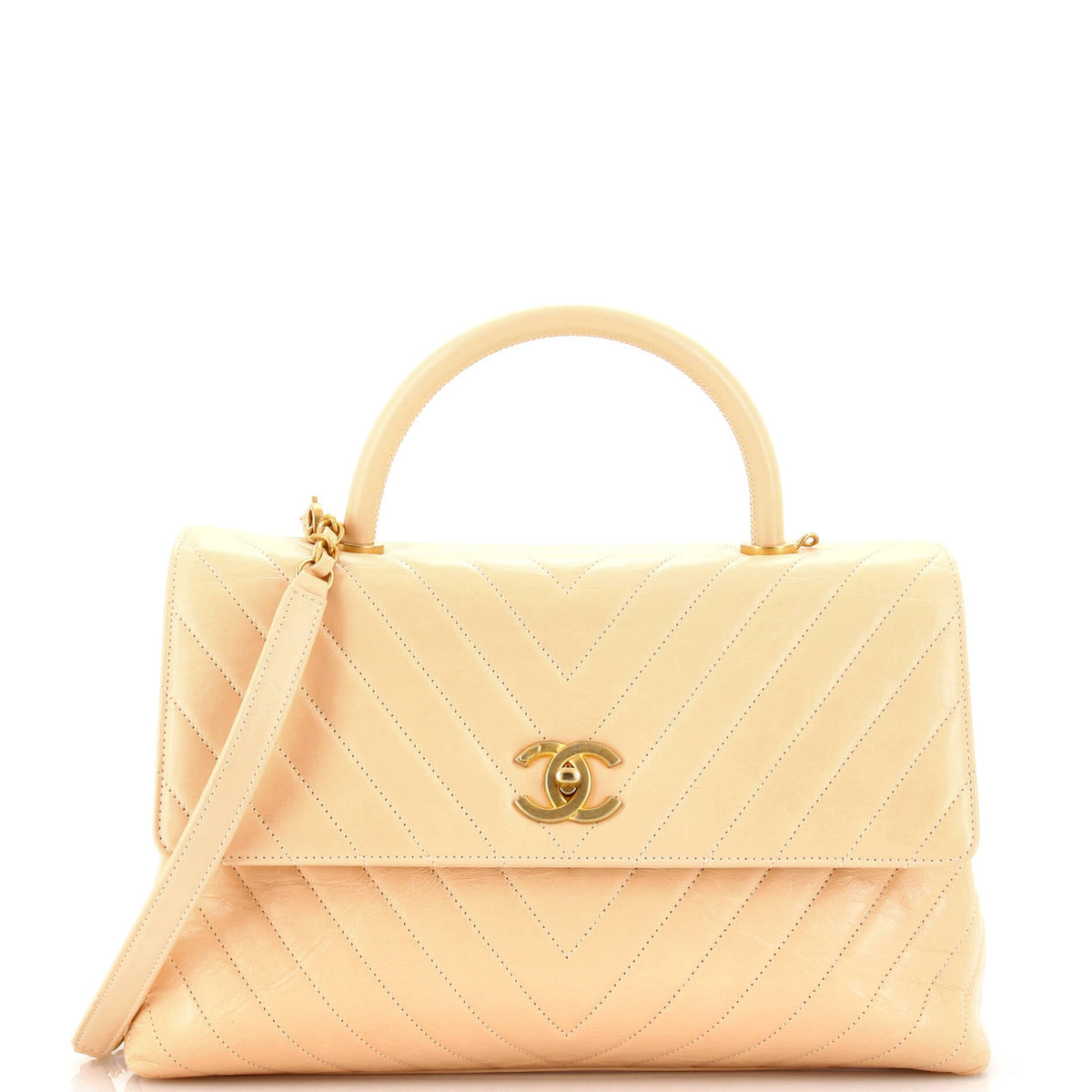 Chanel CHANEL Coco Top Handle Bag Chevron Calfskin Medium