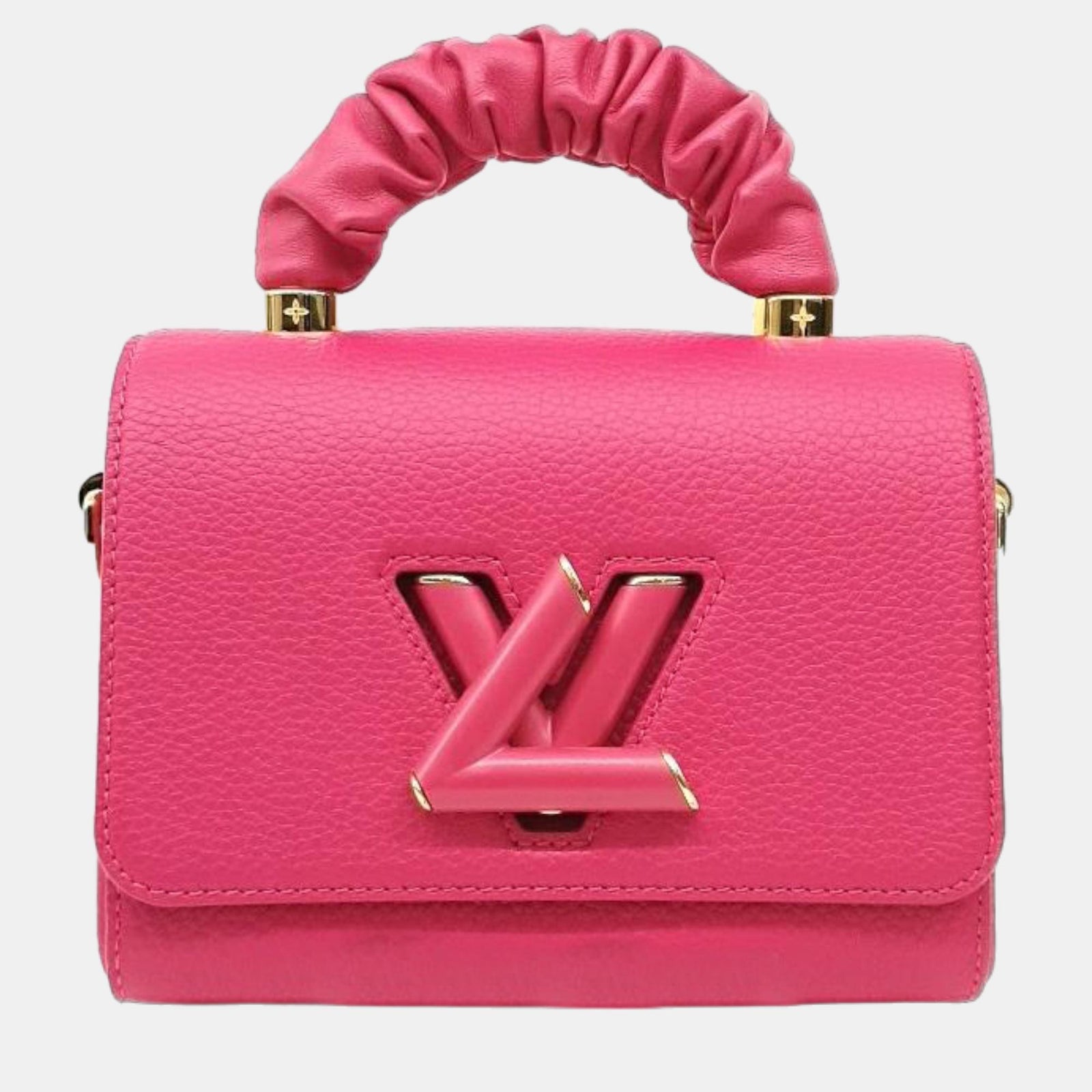 Louis Vuitton Sac à main Pondichery en cuir de veau lisse taurillon rose Scrunchie PM Twist Top Handle