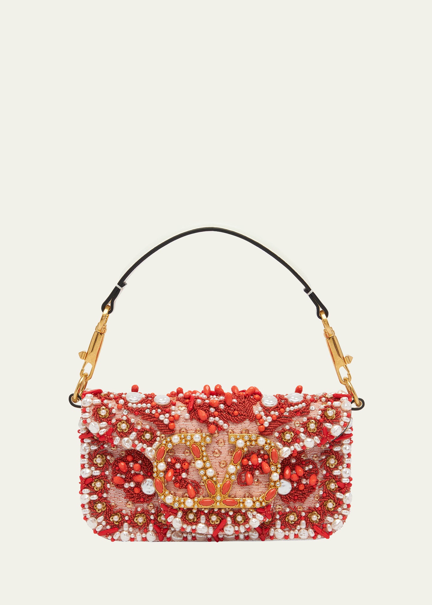 Valentino Loco Small Coral Jewel Chain Shoulder Bag