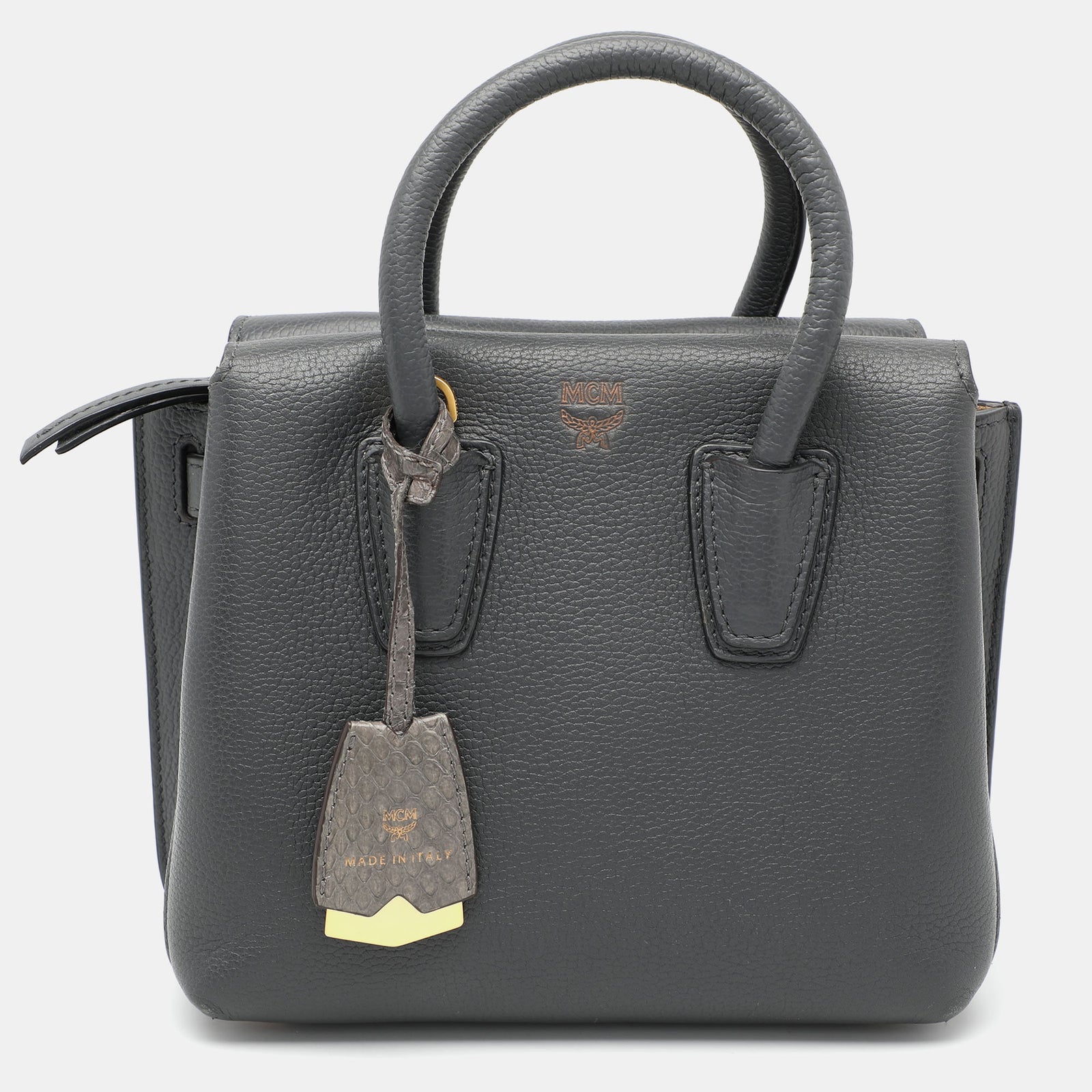 MCM Grey Leather Mini Milla Park Avenue Tote