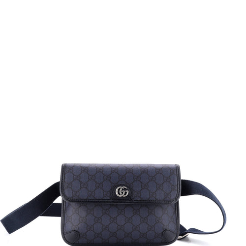 GUCCI Flap Belt Bag GG Coated Canvas with Leather