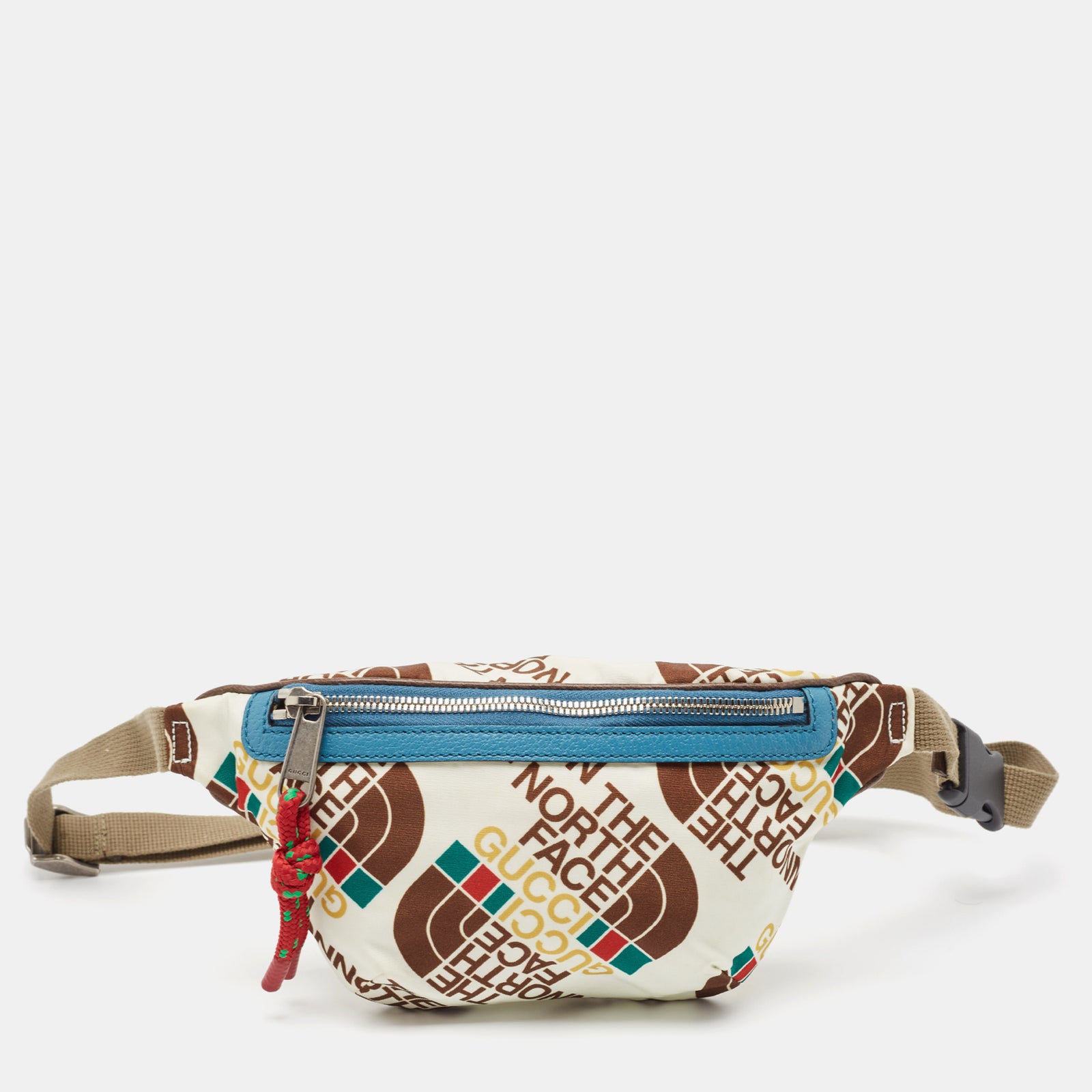 Gucci x The North Face Gürteltasche aus Nylon und Leder mit mehrfarbigem Print