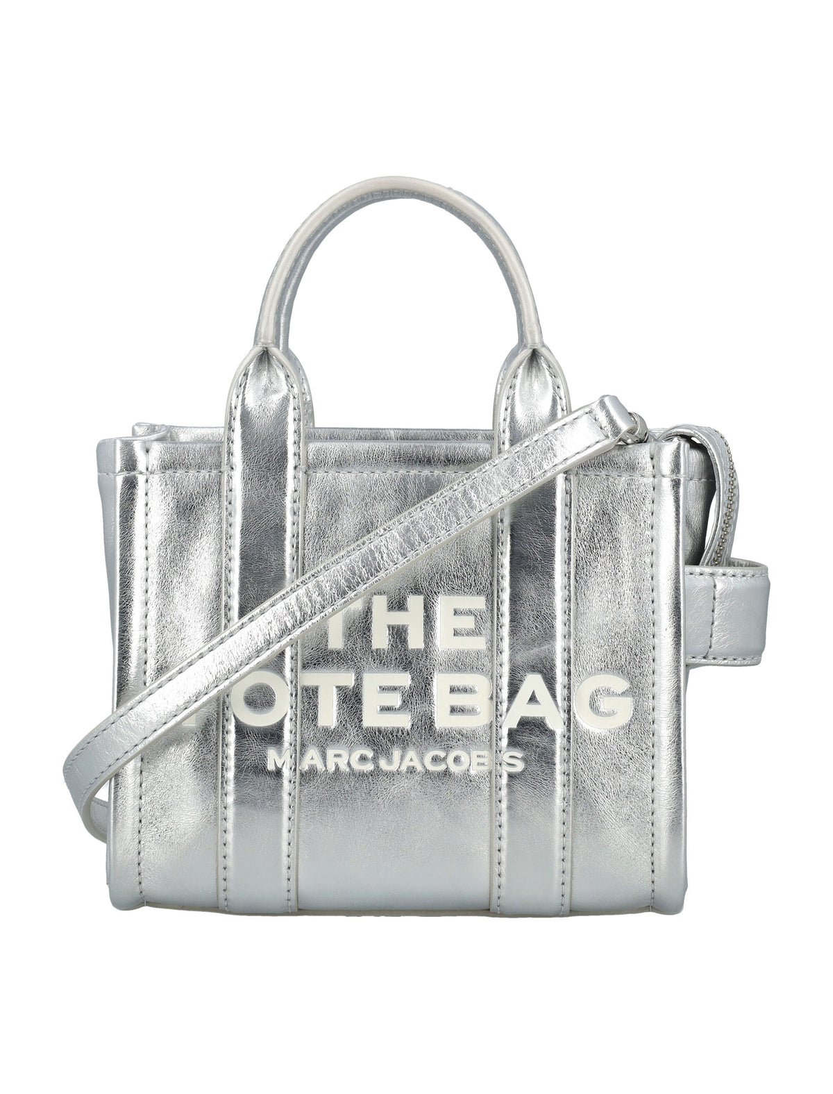 Marc Jacobs Women's The Metallic Leather Crossbody Tote Bag in Metallic Silver | 24A2F4HCR013H04 Color 039