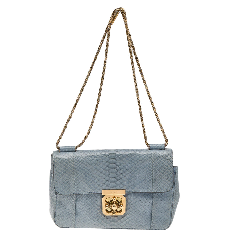 Chloe Blue Python Medium Elsie Shoulder Bag