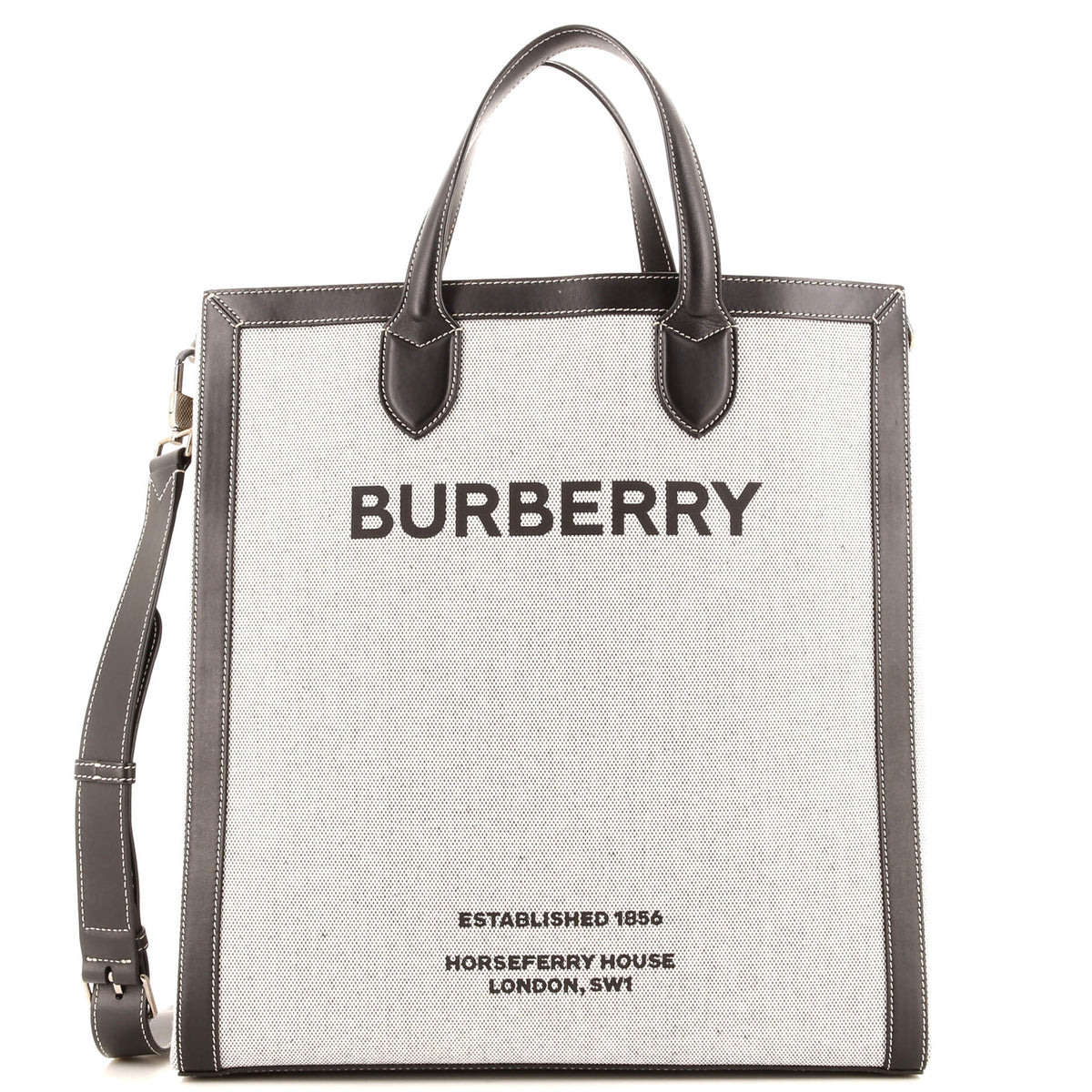 Burberry Kane Tote Horseferry Print Canvas with Leather Tall