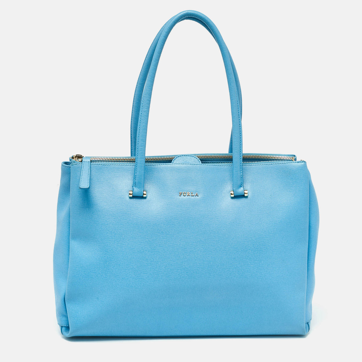 Furla Light Blue Leather Linda Tote