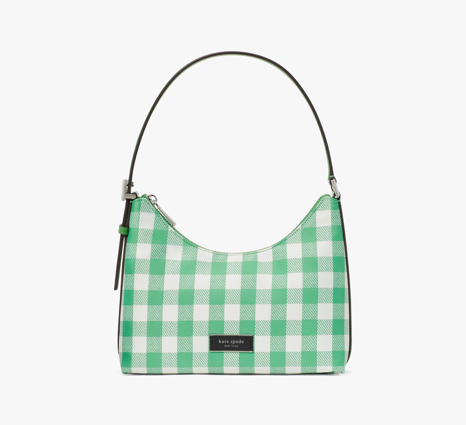 Kate Spade New York The Original Bag Icon Gingham Schultertasche aus Stoff, bedruckt, klein