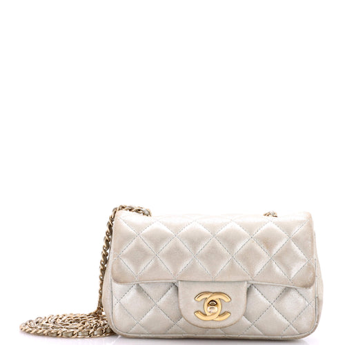 CHANEL Classic Single Flap Bag Quilted Iridescent Calfskin Extra Mini