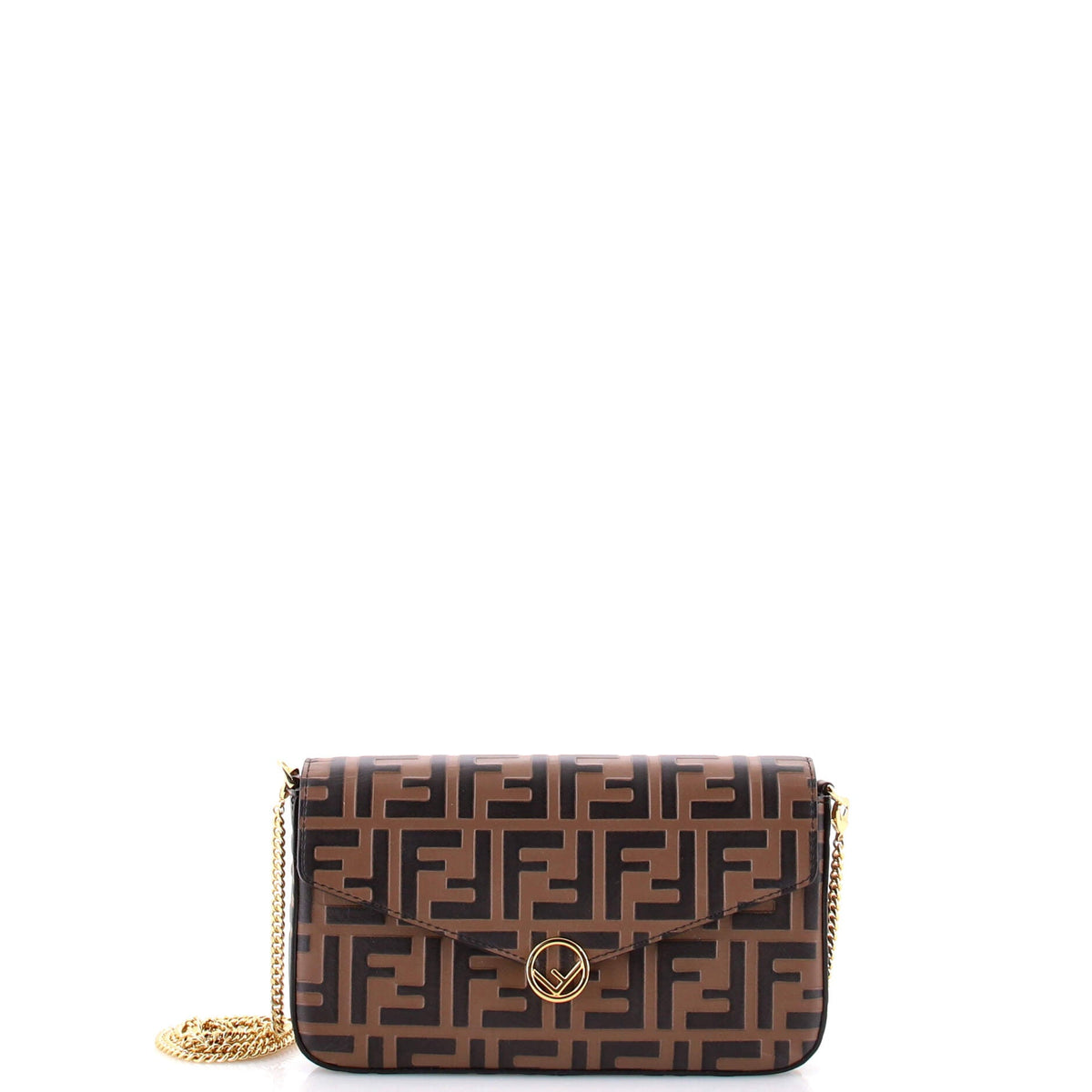 Fendi FENDI F is Envelope Clutch on Chain Zucca Embossed Leather