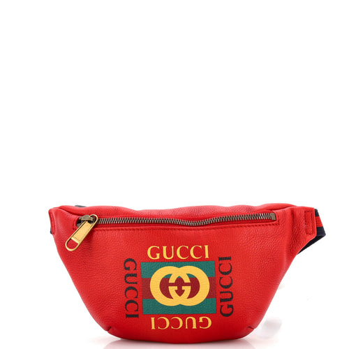 GUCCI Logo Belt Bag Printed Leather Small