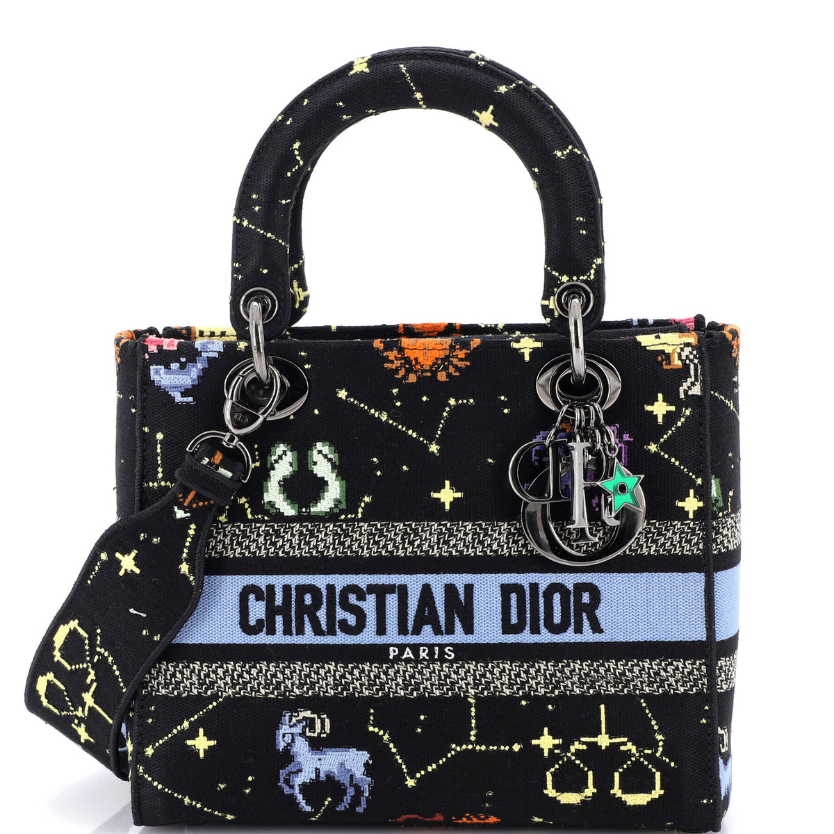 Christian Dior Lady D-Lite Bag Embroidered Canvas Medium