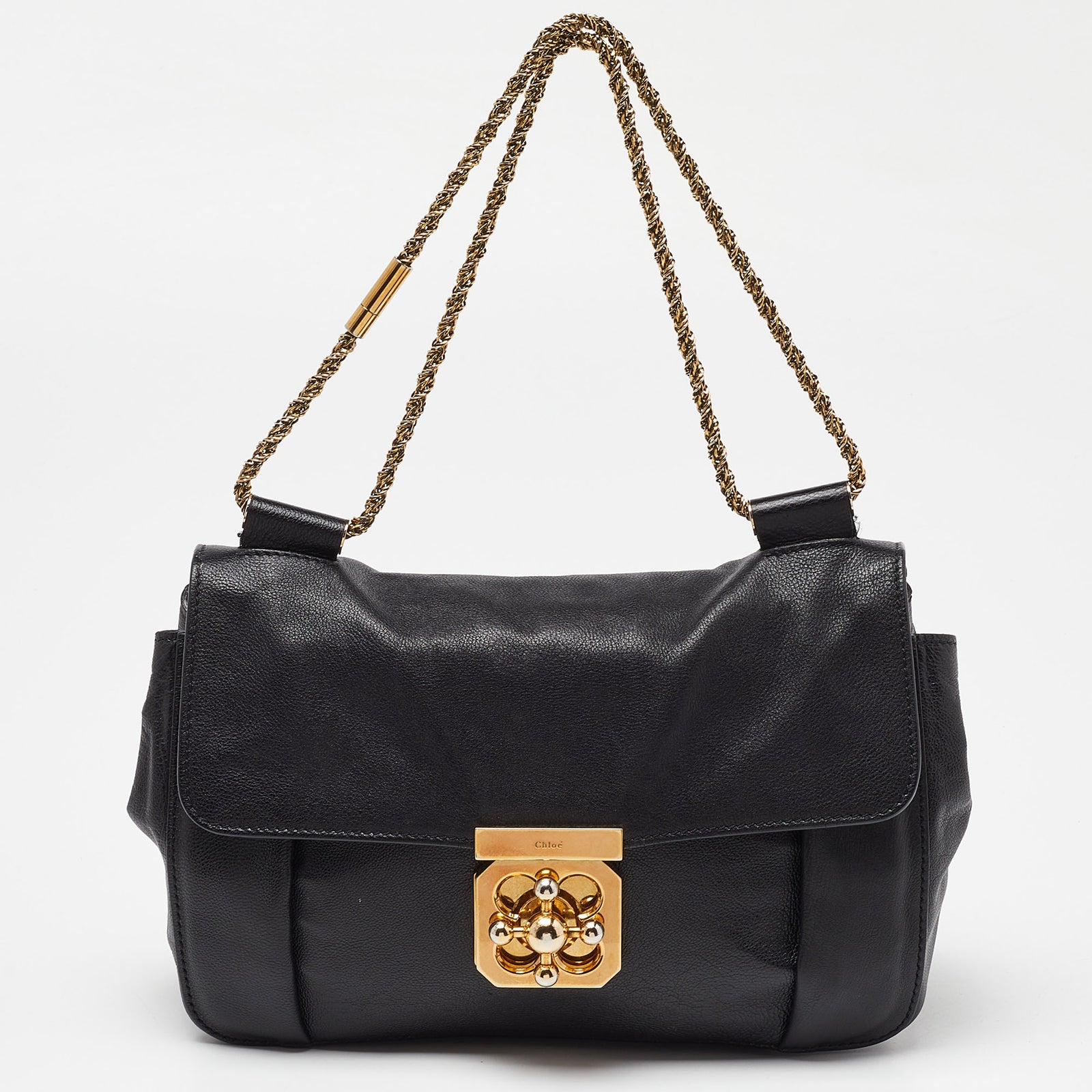 Chloe Black Leather Medium Elsie Chain Shoulder Bag