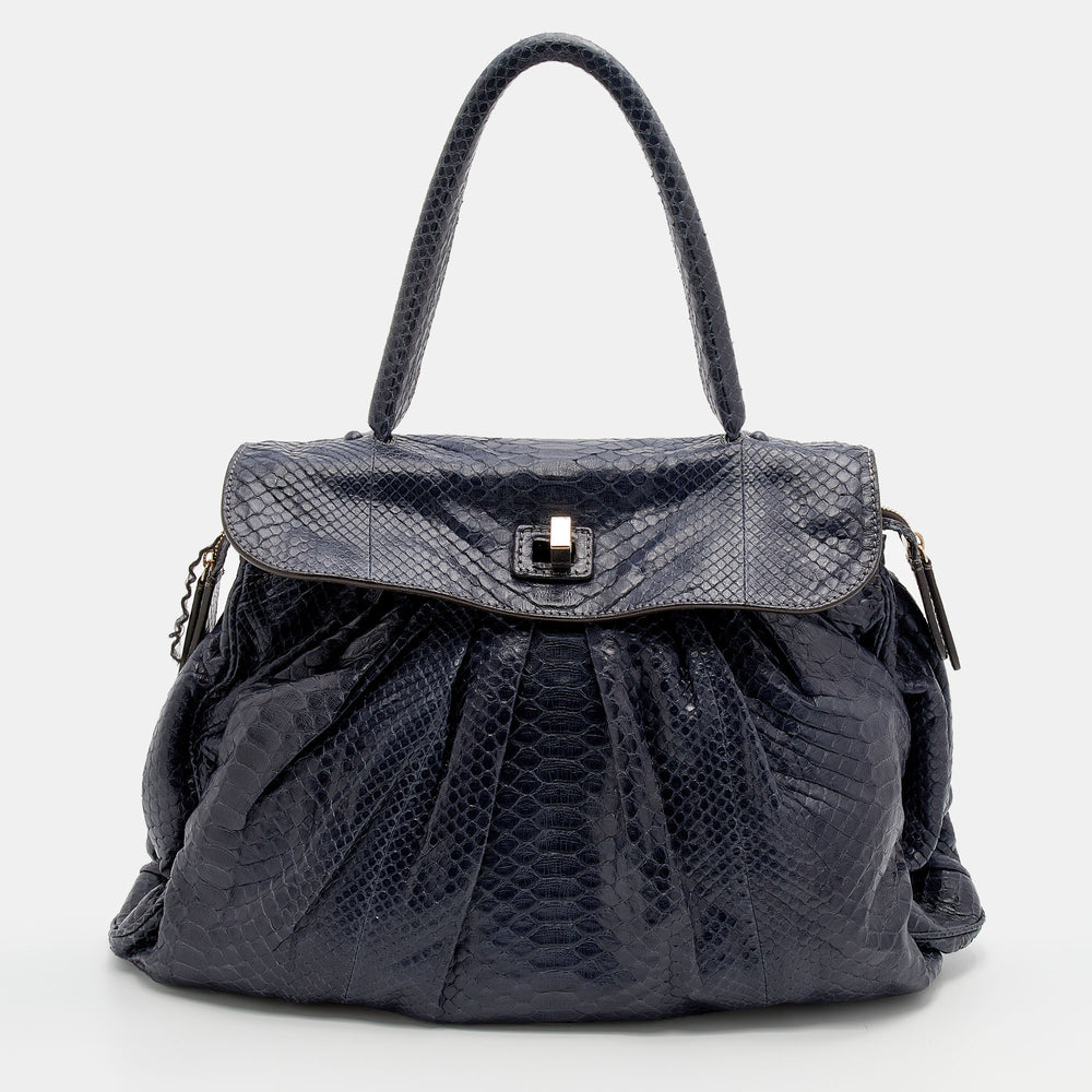 Blue Python Procida Top Handle Bag