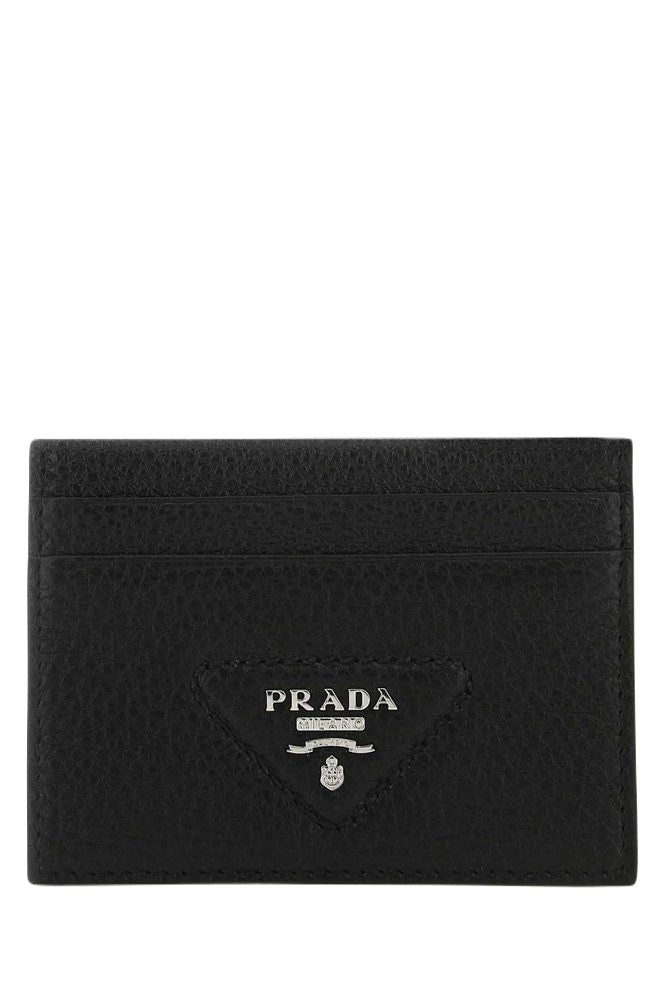 Prada Men's Logo Plaque Cardholder in Nero | 2MC1492BBE