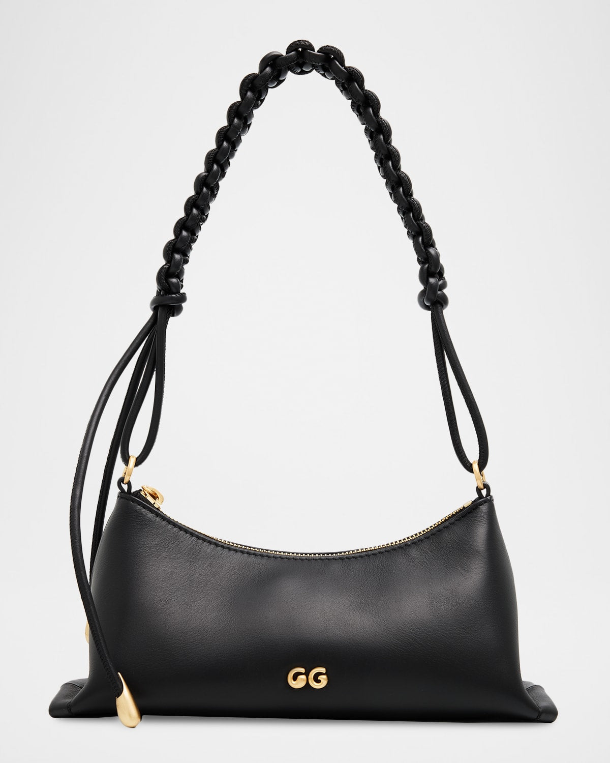 Cult Gaia Osa Woven-Strap Leather Shoulder Bag