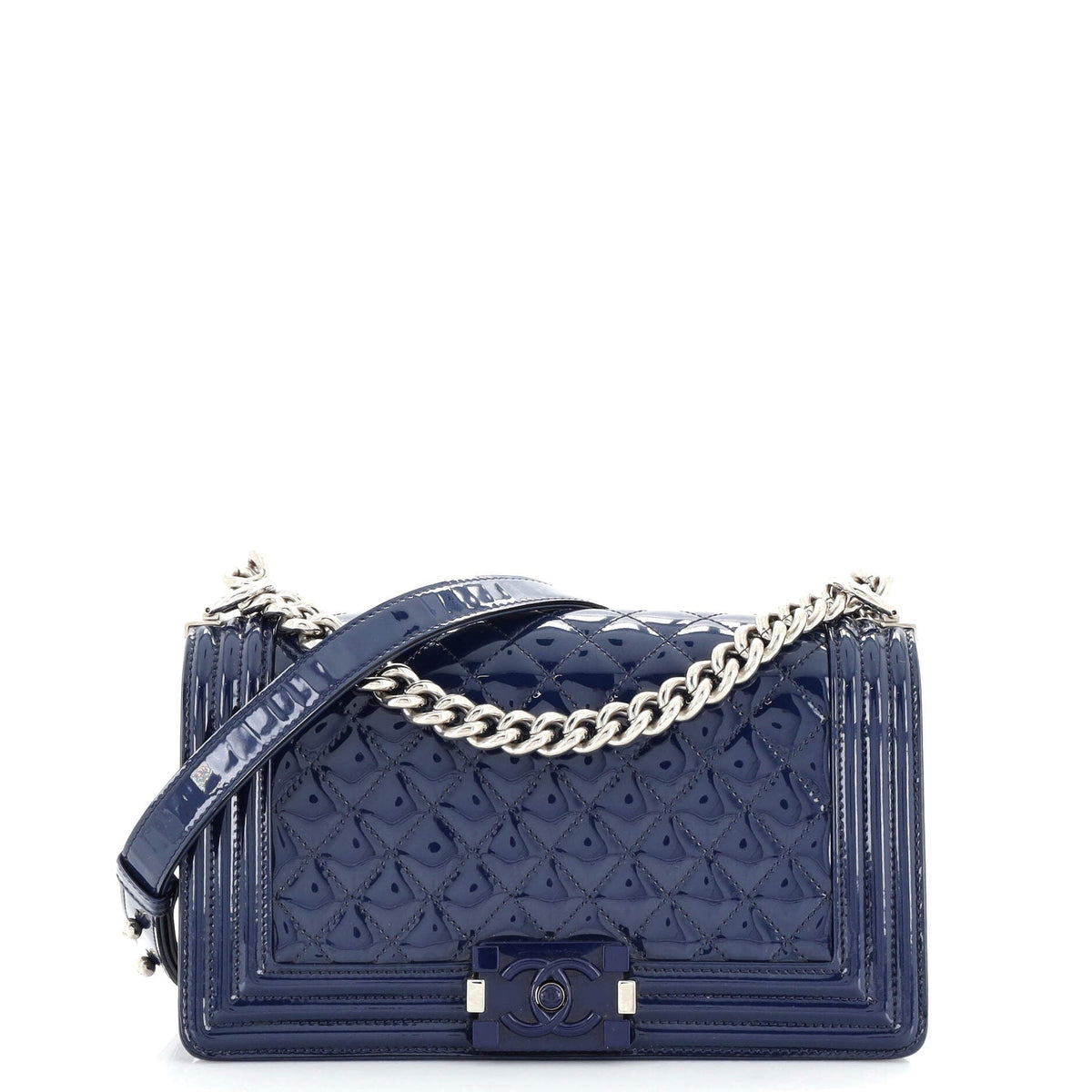 Chanel CHANEL Boy Flap Bag Quilted Plexiglass Patent Old Medium