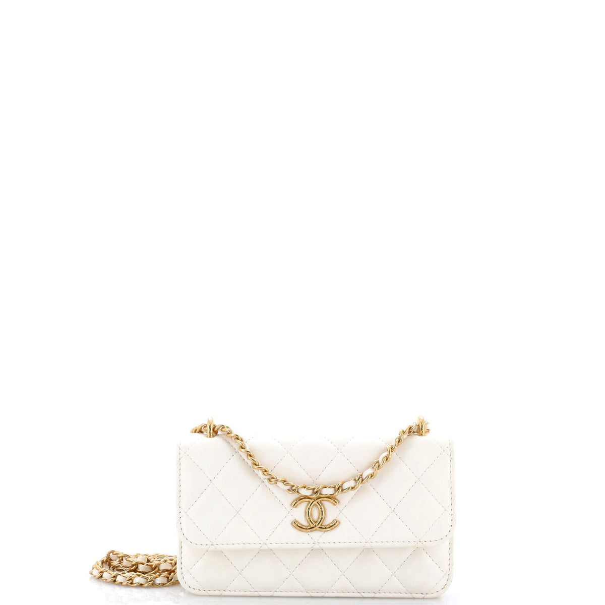 Chanel CHANEL CC Flap Phone Holder with Chain Quilted Lambskin Mini