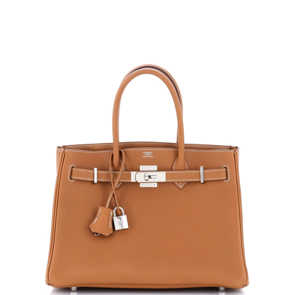 3-in-1 Birkin Bag Brown Togo and Swift with Toile and Palladium Hardware 30