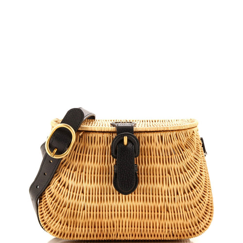 GUCCI Vimni Shoulder Bag Wicker and Leather