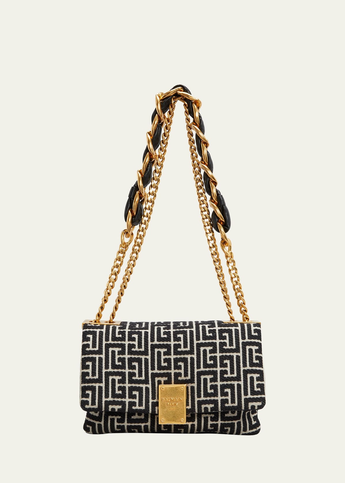 Balmain 1945 Soft Small Shoulder Bag in Monogram Jacquard
