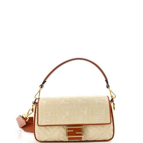 FENDI Baguette NM Bag Zucca Embroidered Canvas Medium