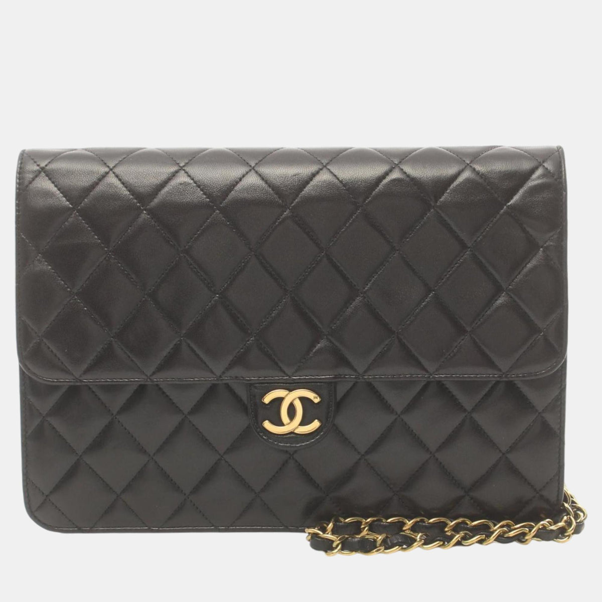 Chanel Black Lambskin Matelasse Shoulder Bag