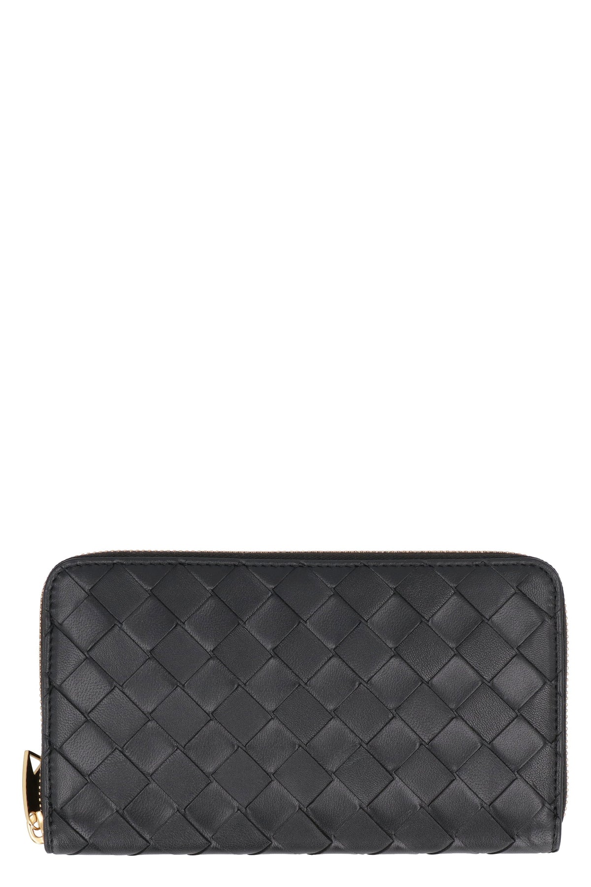 Bottega Veneta Women's Intrecciato Weave Ziparound Wallet in Black | Size UNICA | 608053VCPP2