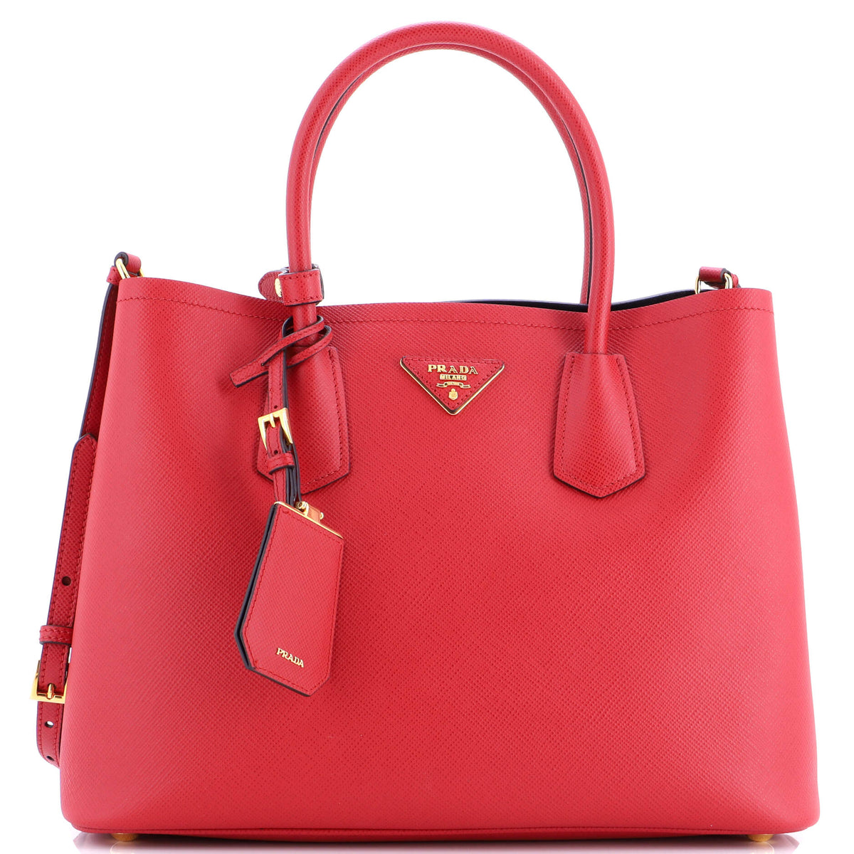 Prada PRADA Cuir Double Tote Saffiano Leather Medium