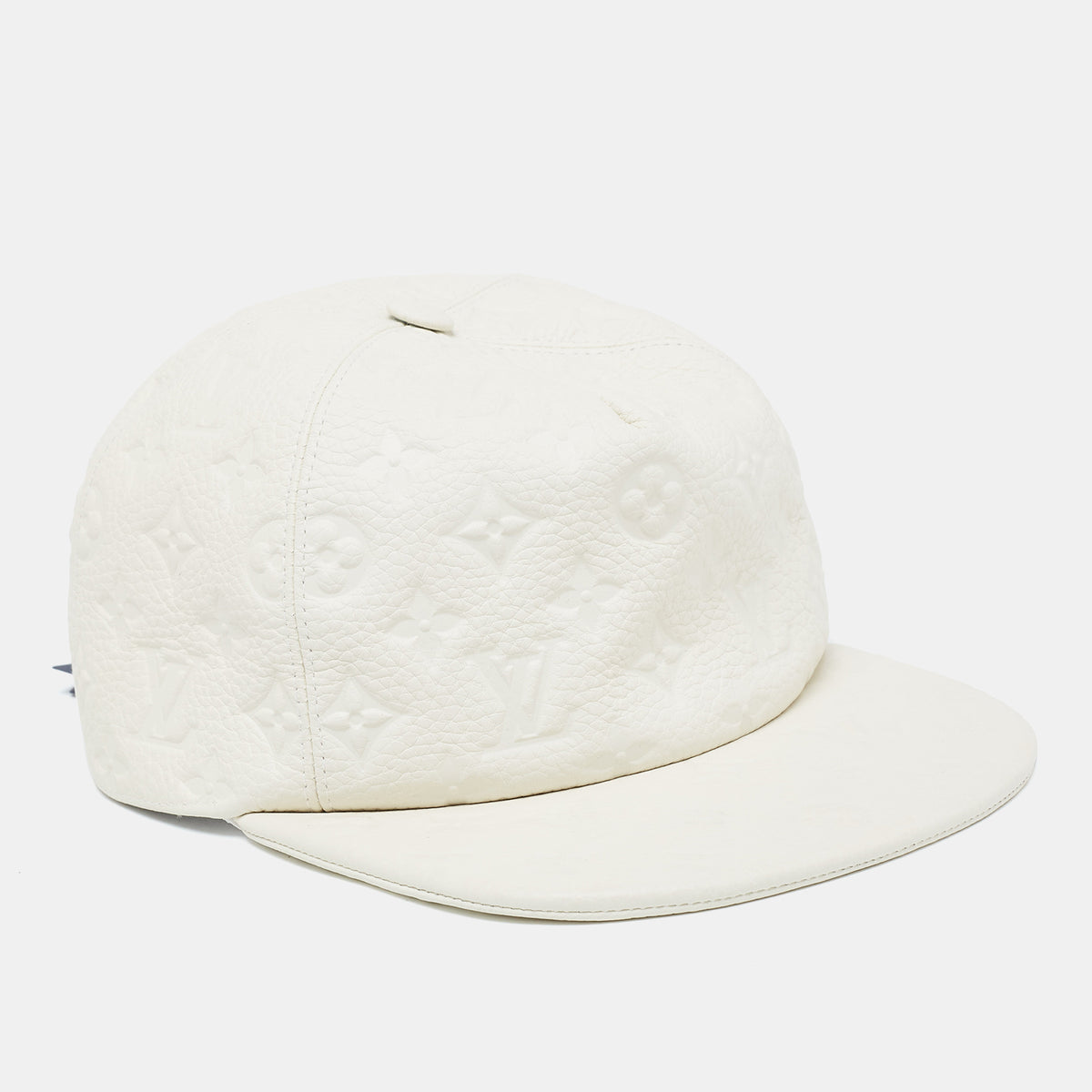Louis Vuitton X Virgil Abloh Limited Edition White Casquette Monogram Quill Baseball Cap One Size